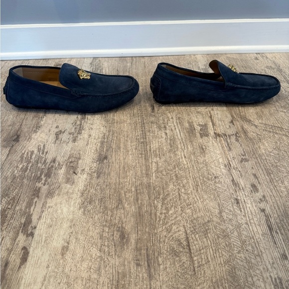 Versace Medusa Blue and Gold Slip-On Driving Loafers NEW main image 5